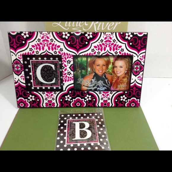 MONOGRAMMED PHOTO FRAME PINK BLACK NEW! - Picture 4 of 6